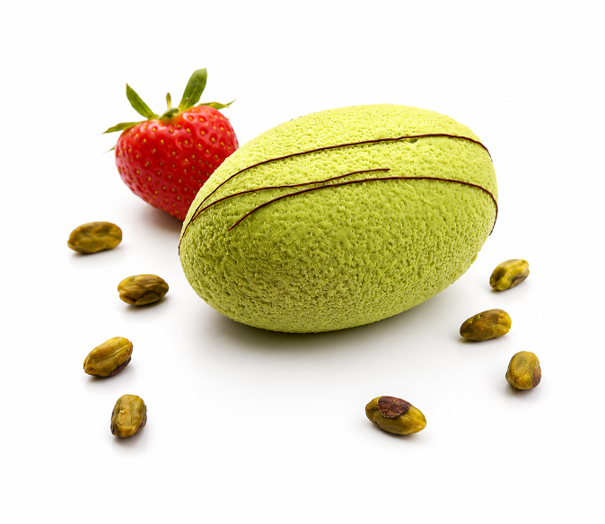 Entremets Pistacchio pistache praliné fraises – Maison Lavoisier Bruxelles
